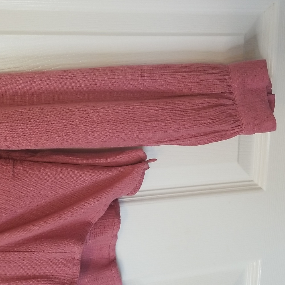 Free People Maise Mauve Rose Color Longsleeve Top Blouse V Neck Button Up Shirt - Picture 3 of 14